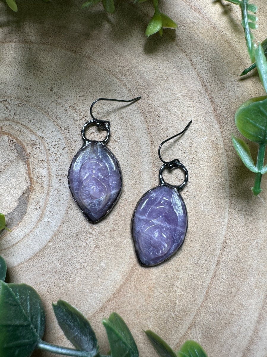 Lepidolite Yoni Earrings