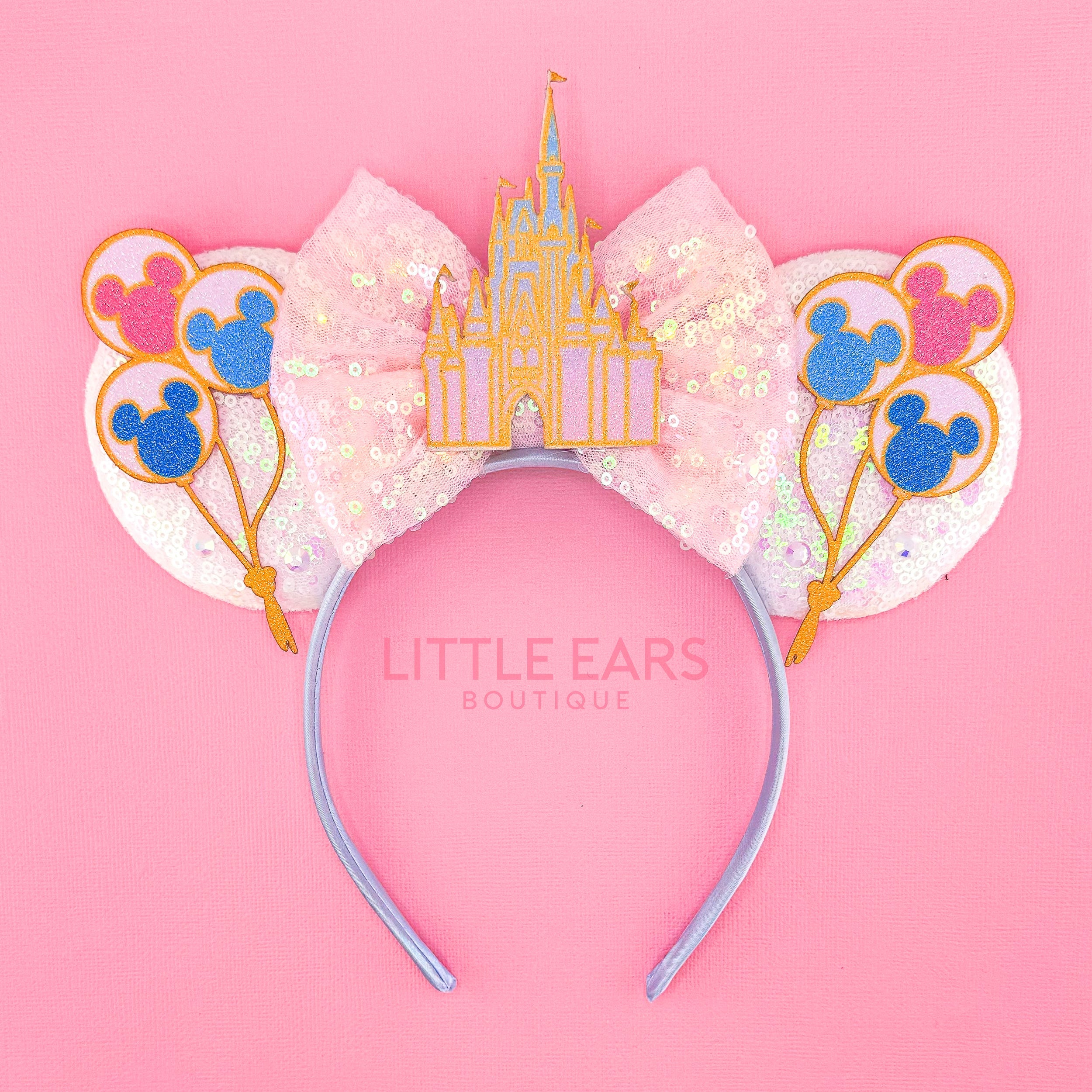 Castle and balloons handmade theme park ears by Little Ears Boutique