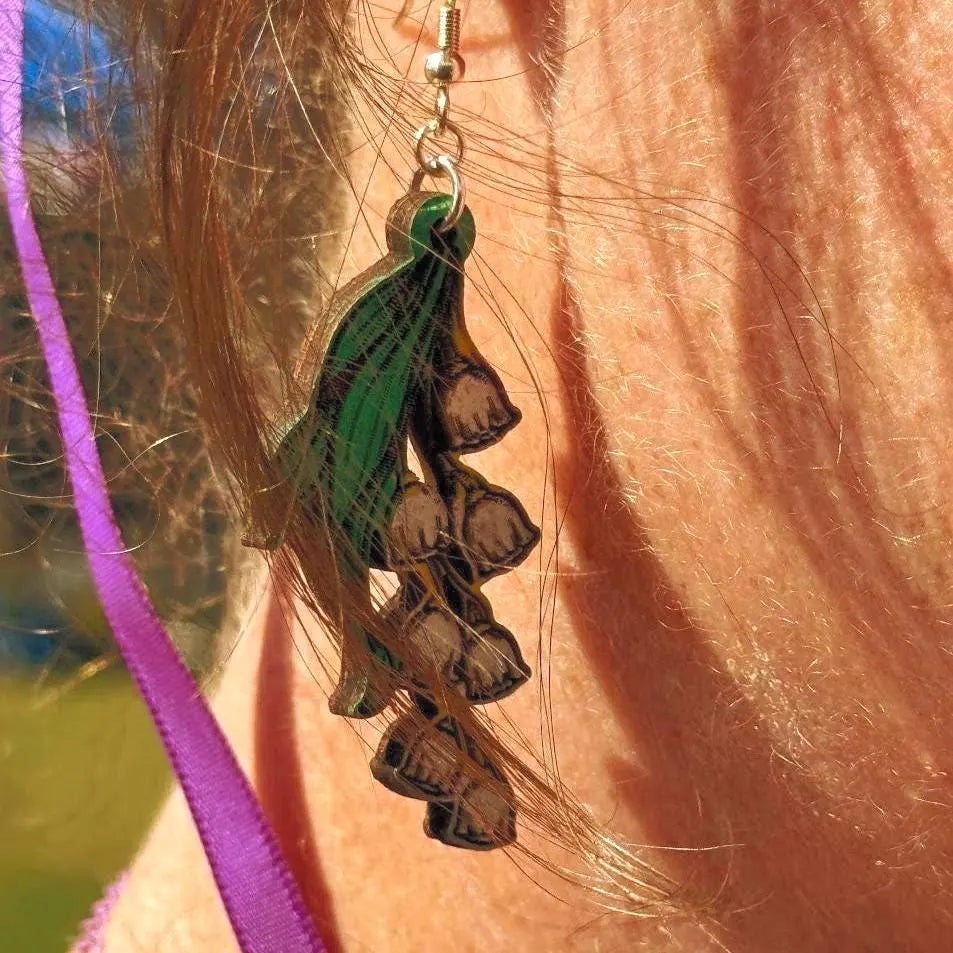 Lily of the Valley Wooden Earrings | Botanical Flower Jewelry