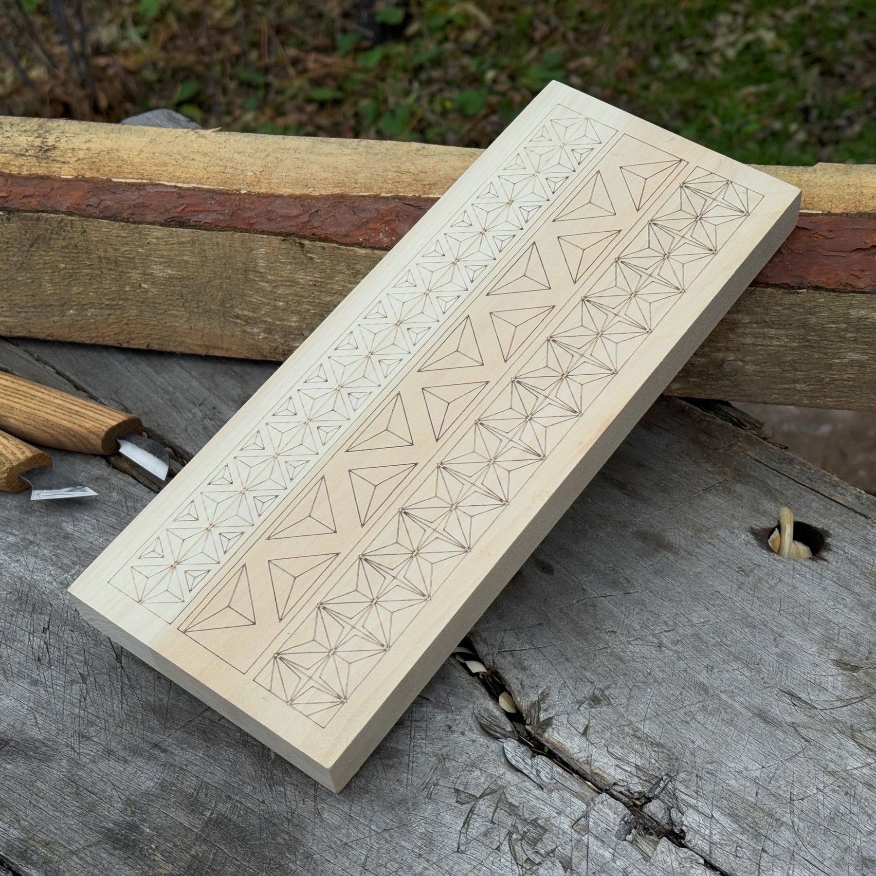 Linden Wood Carving Board with Pre-Drawn Pattern