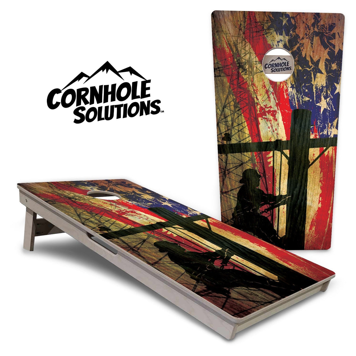 Faded Lineman Flag Cornhole Boards – Tournament Series