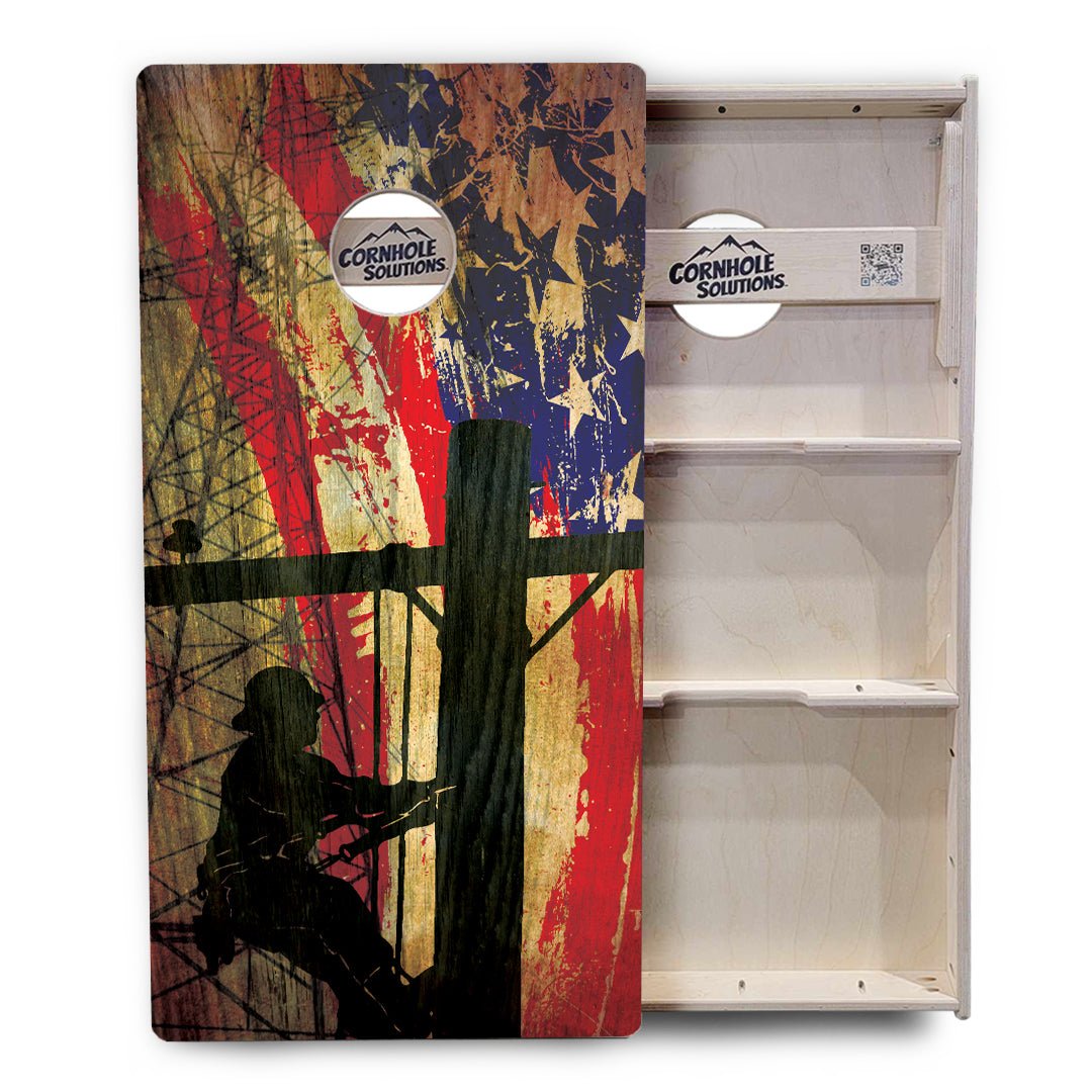 Faded Lineman Flag Cornhole Boards – Tournament Series