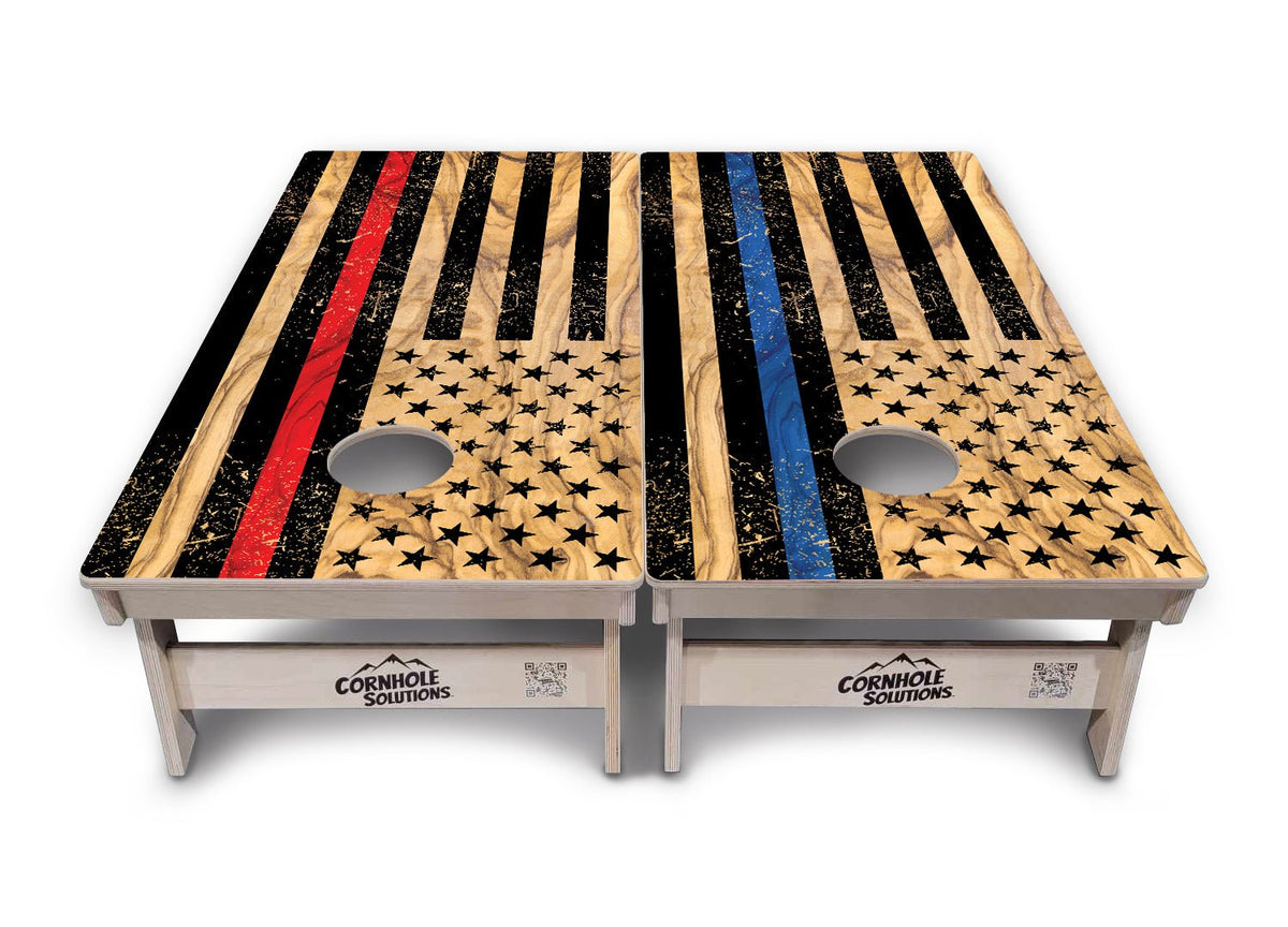 Light Wood First Responder Flag Cornhole Boards – Tournament Series