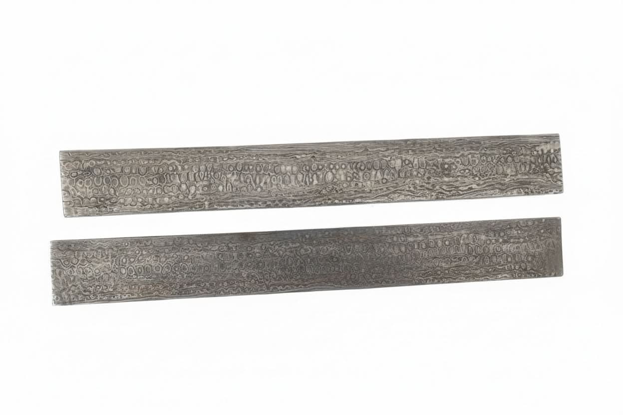 Handmade damascus steel knife with premium handle on dark surface