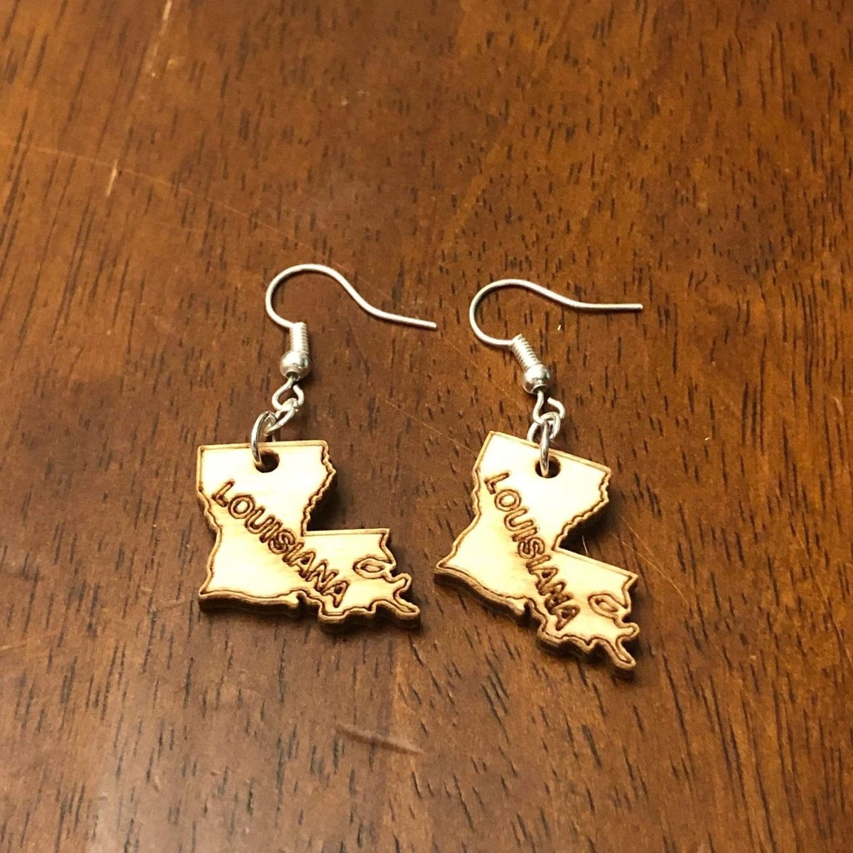 Louisiana State Wooden Dangle Earrings | State Pride Jewelry