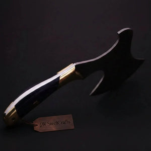 Hand-Forged Damascus Bearded Hatchet with Purple wood and brass Handle