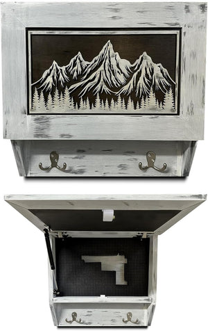 Hidden Gun Safe Coat Rack Snow Mountain Wall Decoration Concealed Shelf Firearm Cabinet