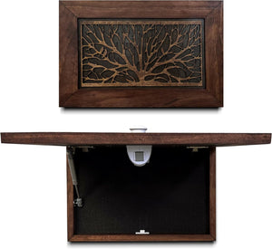 Gun Concealment Furniture - Hidden Gun Safe with Birds in a Tree Design - Fits 2 Handguns & Magazines - Wall Mounted Gun Storage with Magnetic Lock - Made in USA