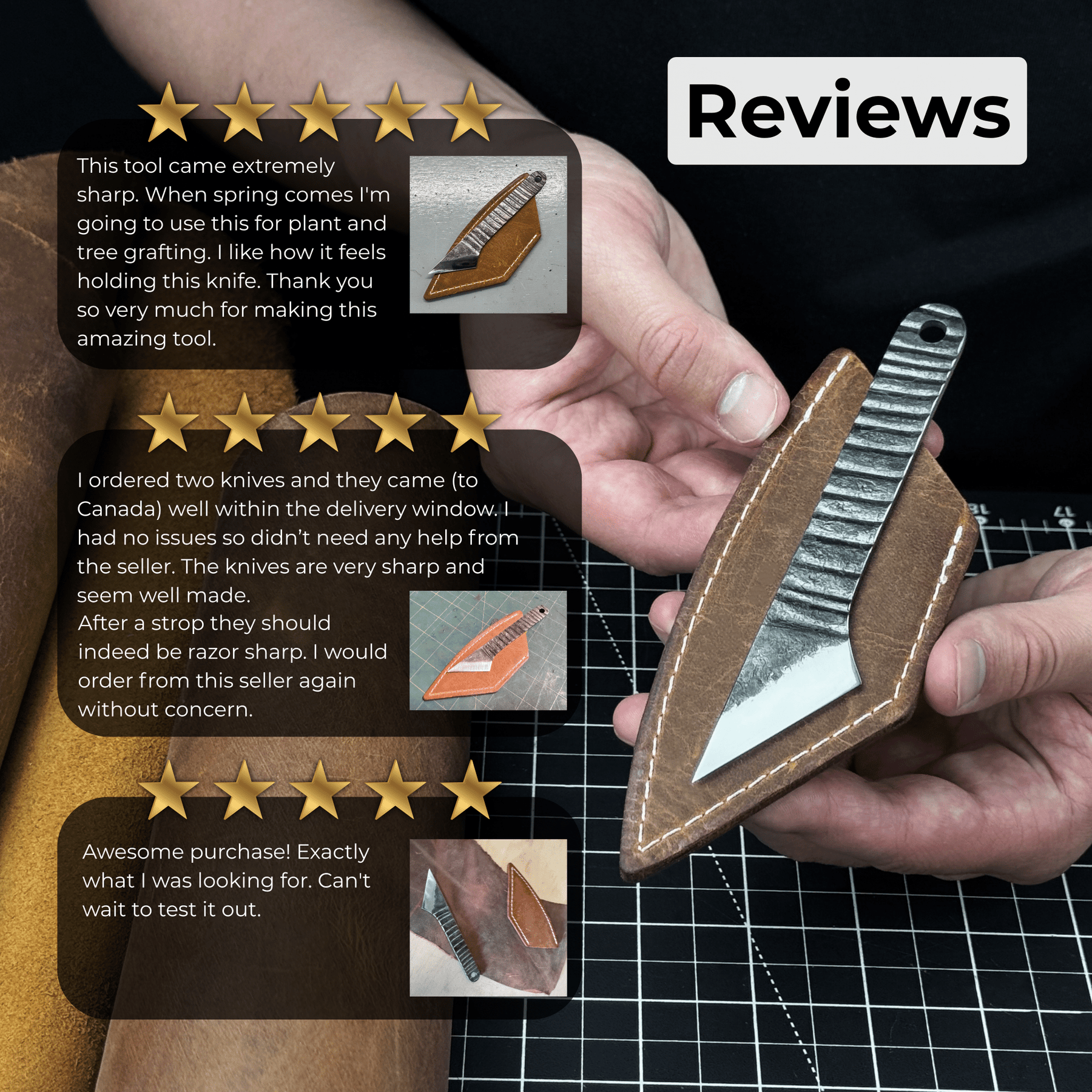 Marking Knife Kiridashi with leather sheath, 4 cm (1.57 inches)