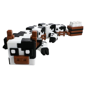 Minecraft-inspired articulated cube cow surprise figure with milk crate tail