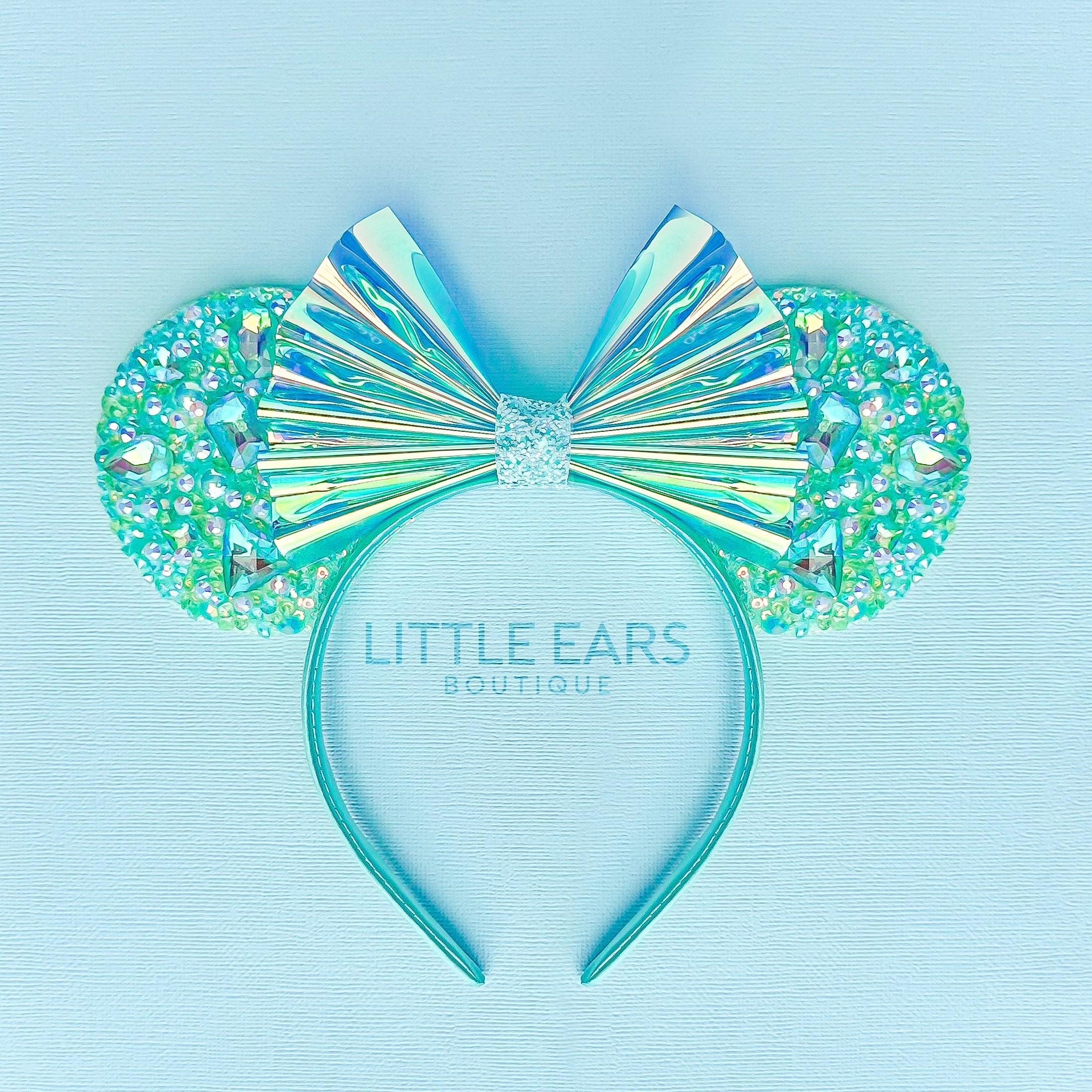 Mint iridescent sparkle theme park ears by Little Ears Boutique