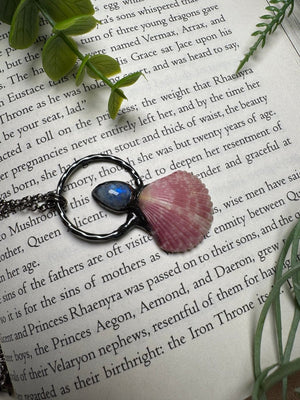 Moonstone and Scallop Shell Necklace