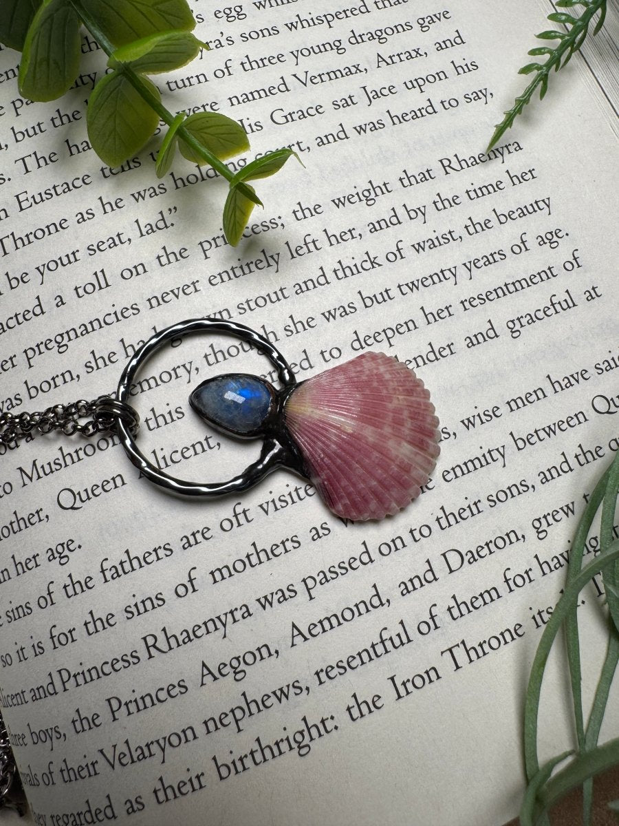 Moonstone and Scallop Shell Necklace