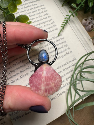 Moonstone and Scallop Shell Necklace