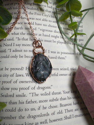 Moss Agate Druzy Yoni Necklace
