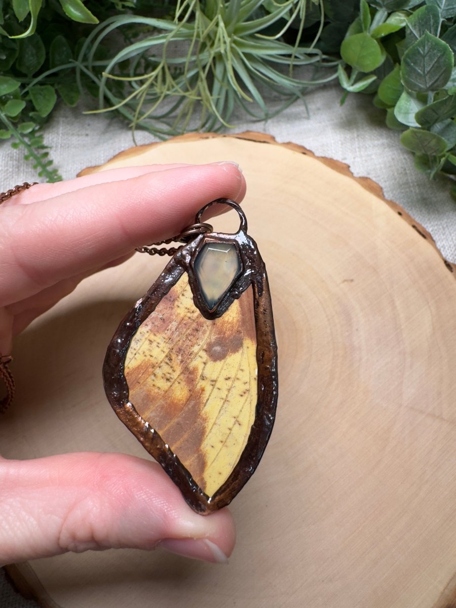 Moth Wing and Prehnite Necklace
