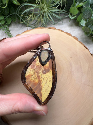 Moth Wing and Prehnite Necklace
