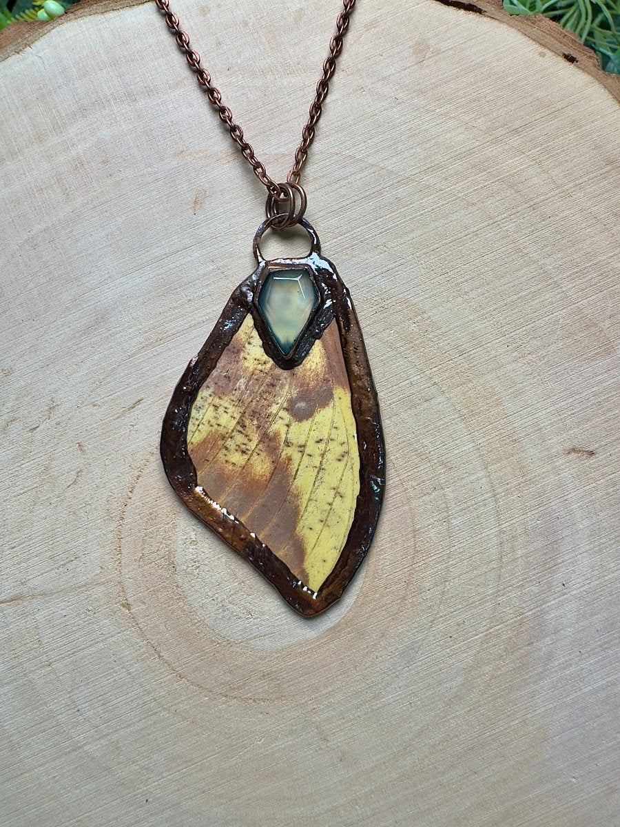 Moth Wing and Prehnite Necklace