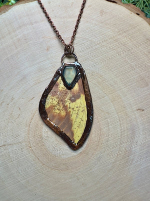 Moth Wing and Prehnite Necklace
