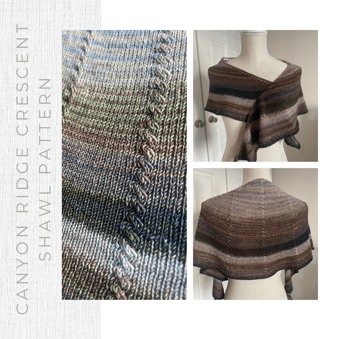 Canyon Ridge Crescent Shawl Pattern - Digital pattern