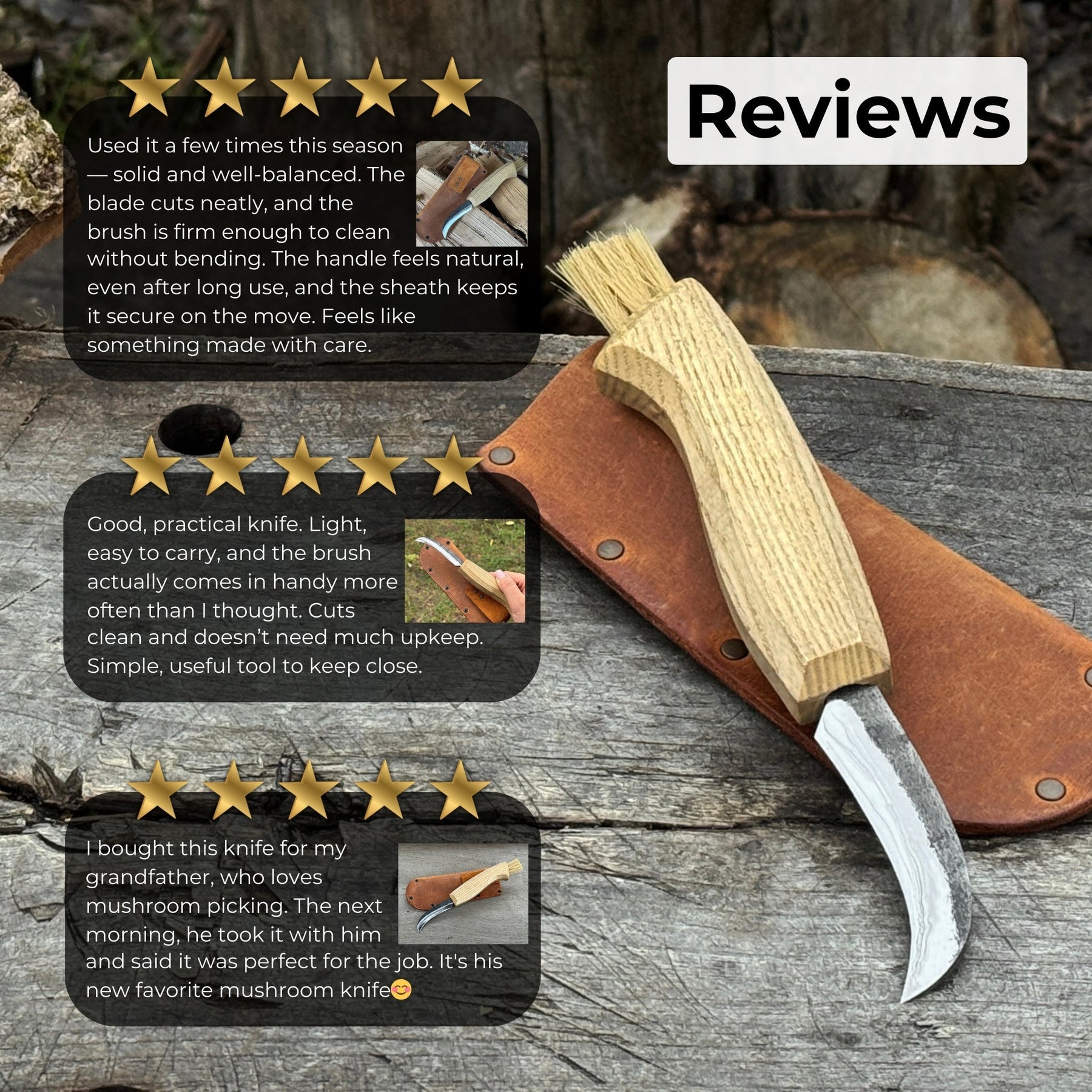 Mushroom Knife with Brush For Harvesting, 7.5 cm (2.95 inches)