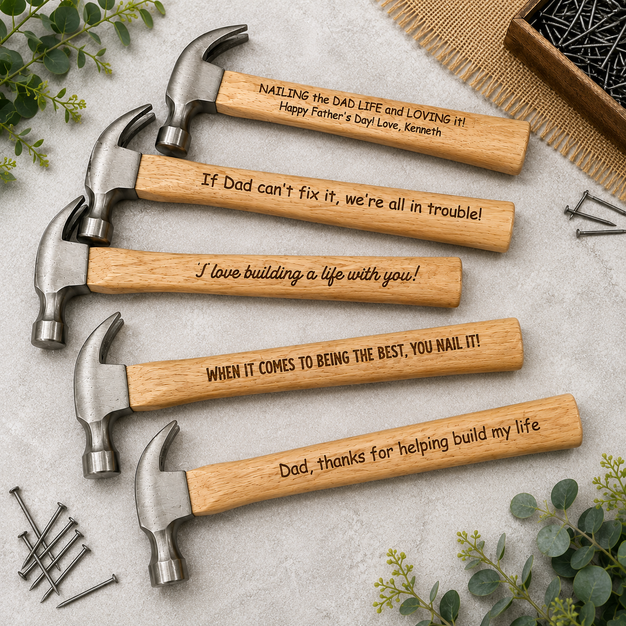 Personalized Engraved Wood Handle Hammer