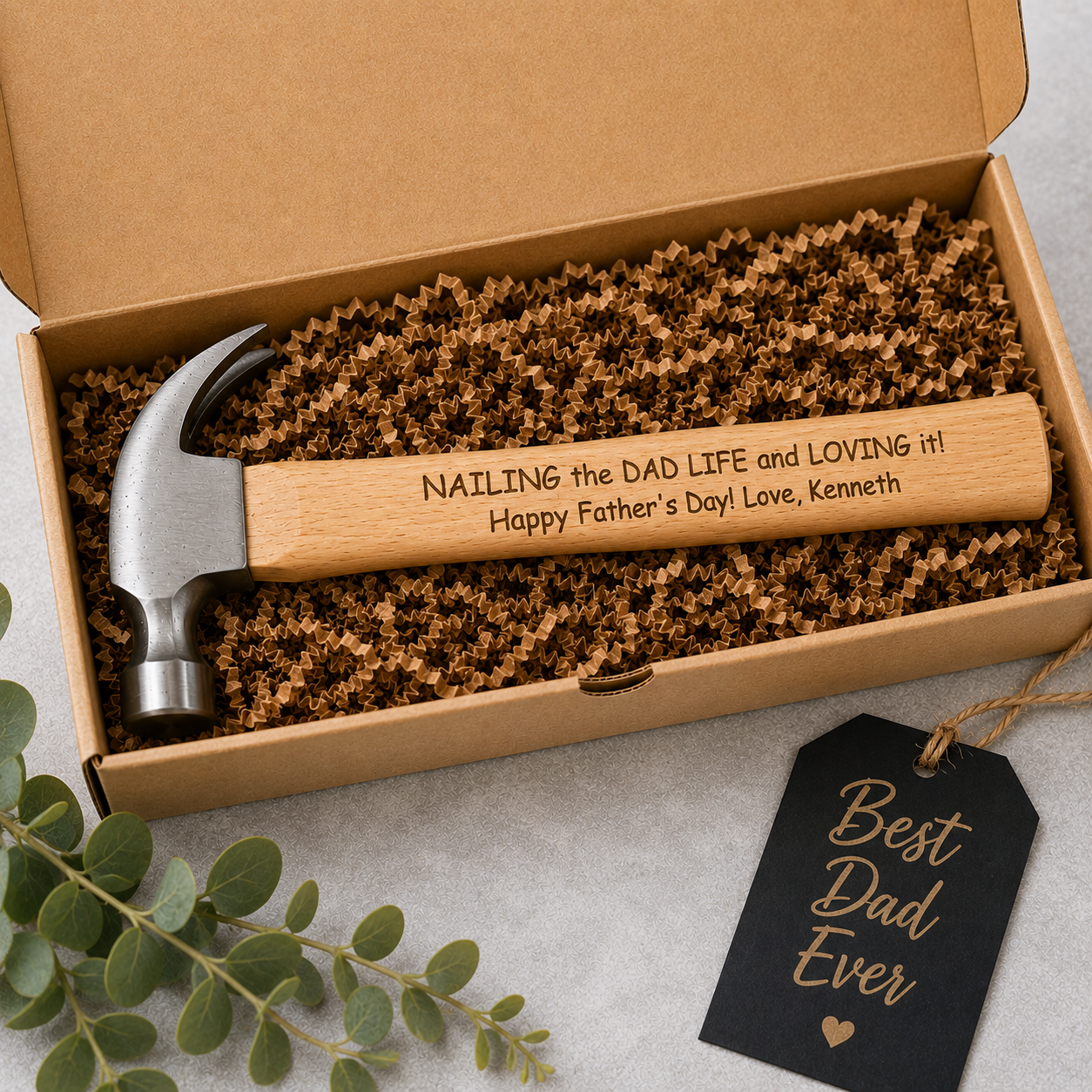 Personalized Engraved Wood Handle Hammer