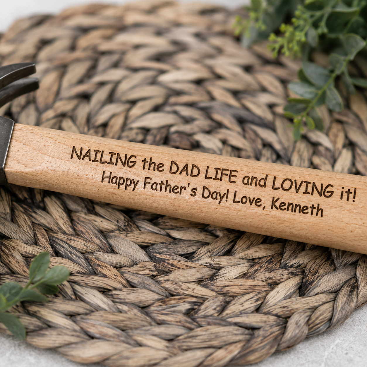 Personalized Engraved Wood Handle Hammer