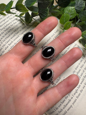 Obsidian Adjustable Ring