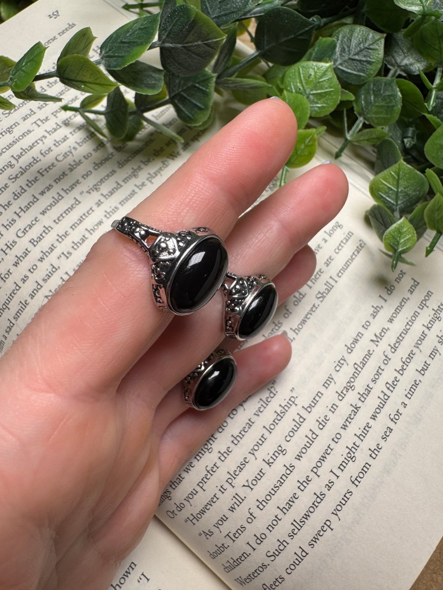 Obsidian Adjustable Ring