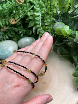 Obsidian and Mother of Pearl Shell Bracelet/ Anklet