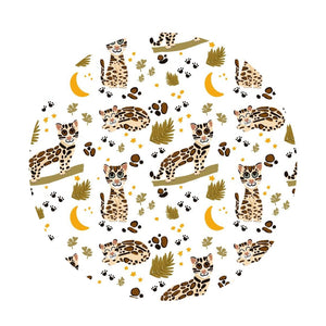 Additional view of Ocelot bamboo baby zip pajamas with hand drawn animal print