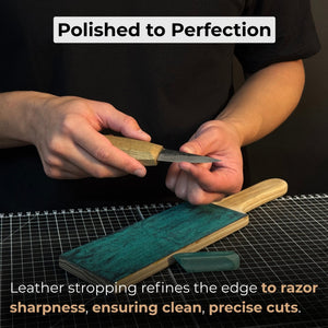 One-Sided Leather Strop For Knife Sharpening & Polishing Compound