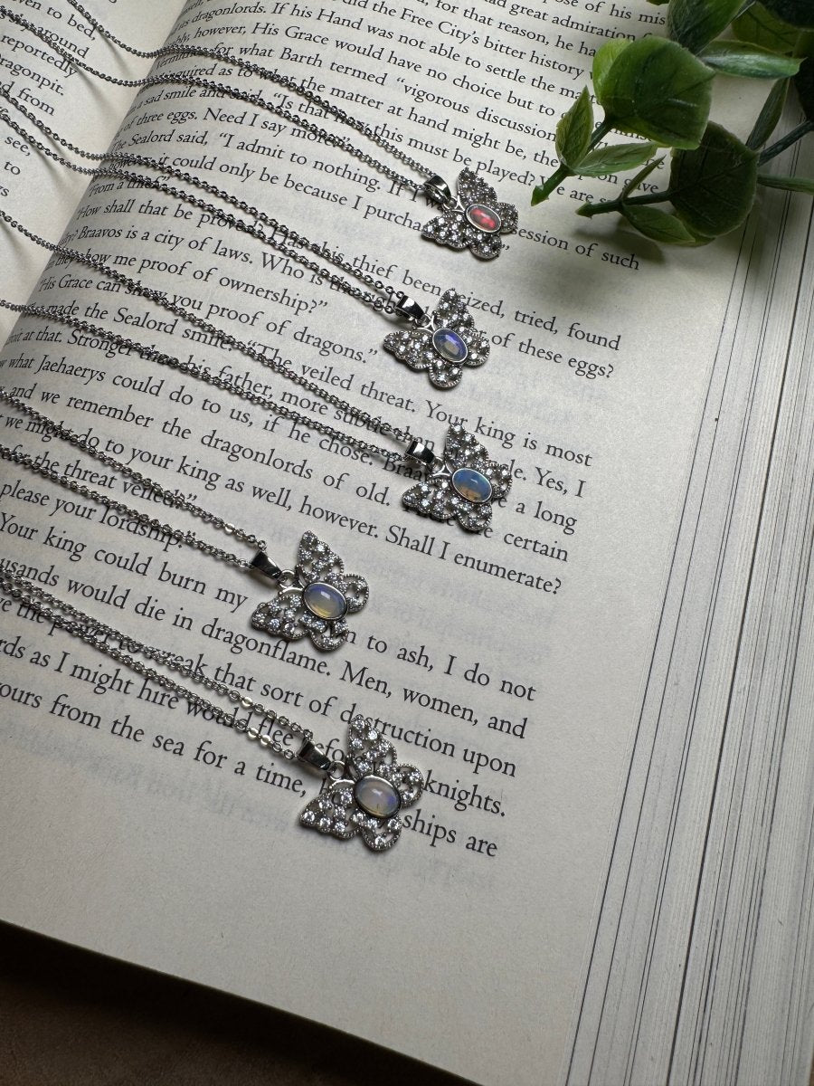 Opal Butterfly Necklace Adjustable
