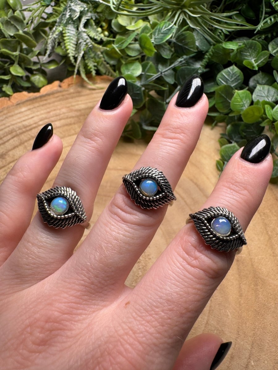 Opal Evil Eye Ring Adjustable