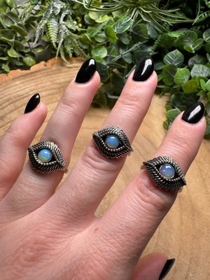 Opal Evil Eye Ring Adjustable
