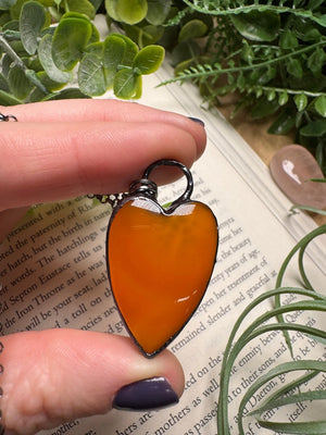 Orange Agate Heart Necklace