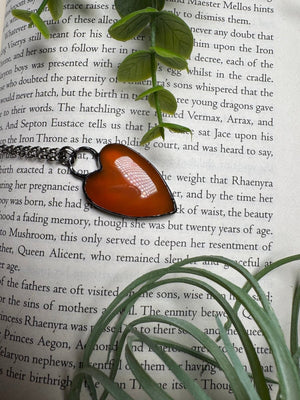 Orange Agate Heart Necklace