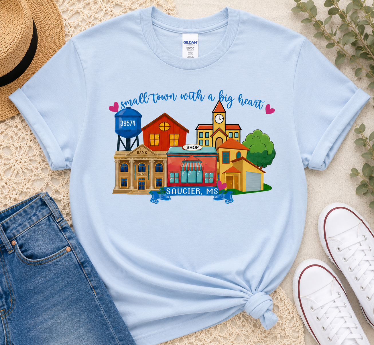 Sublimated Zip Code T-Shirt Small Town Big Heart