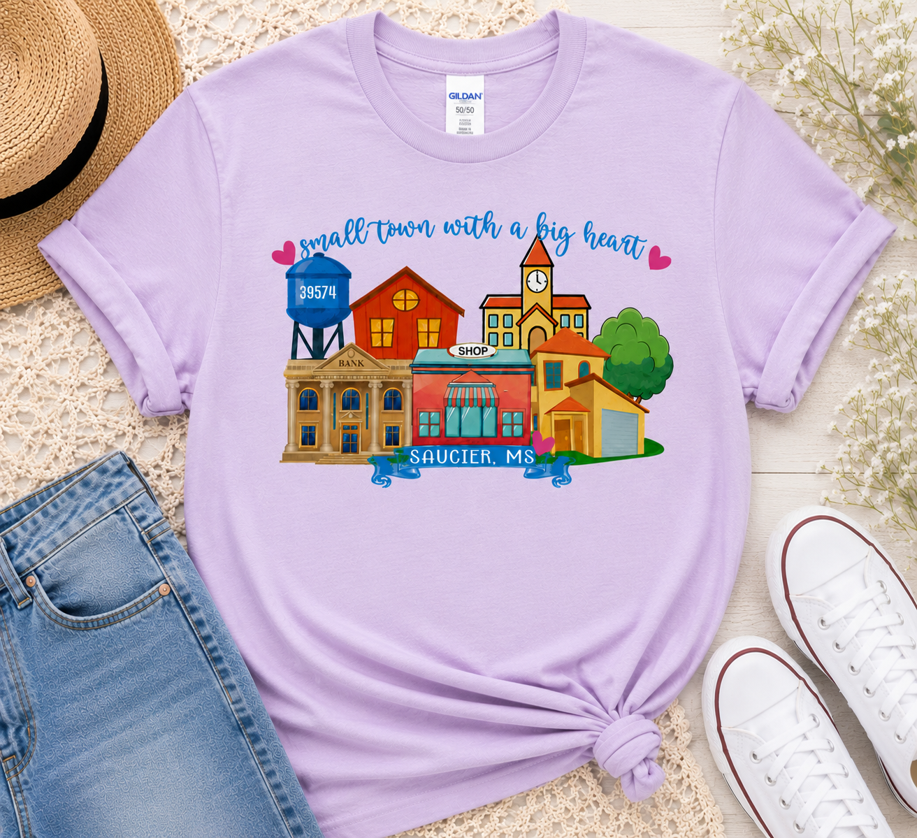 Sublimated Zip Code T-Shirt Small Town Big Heart