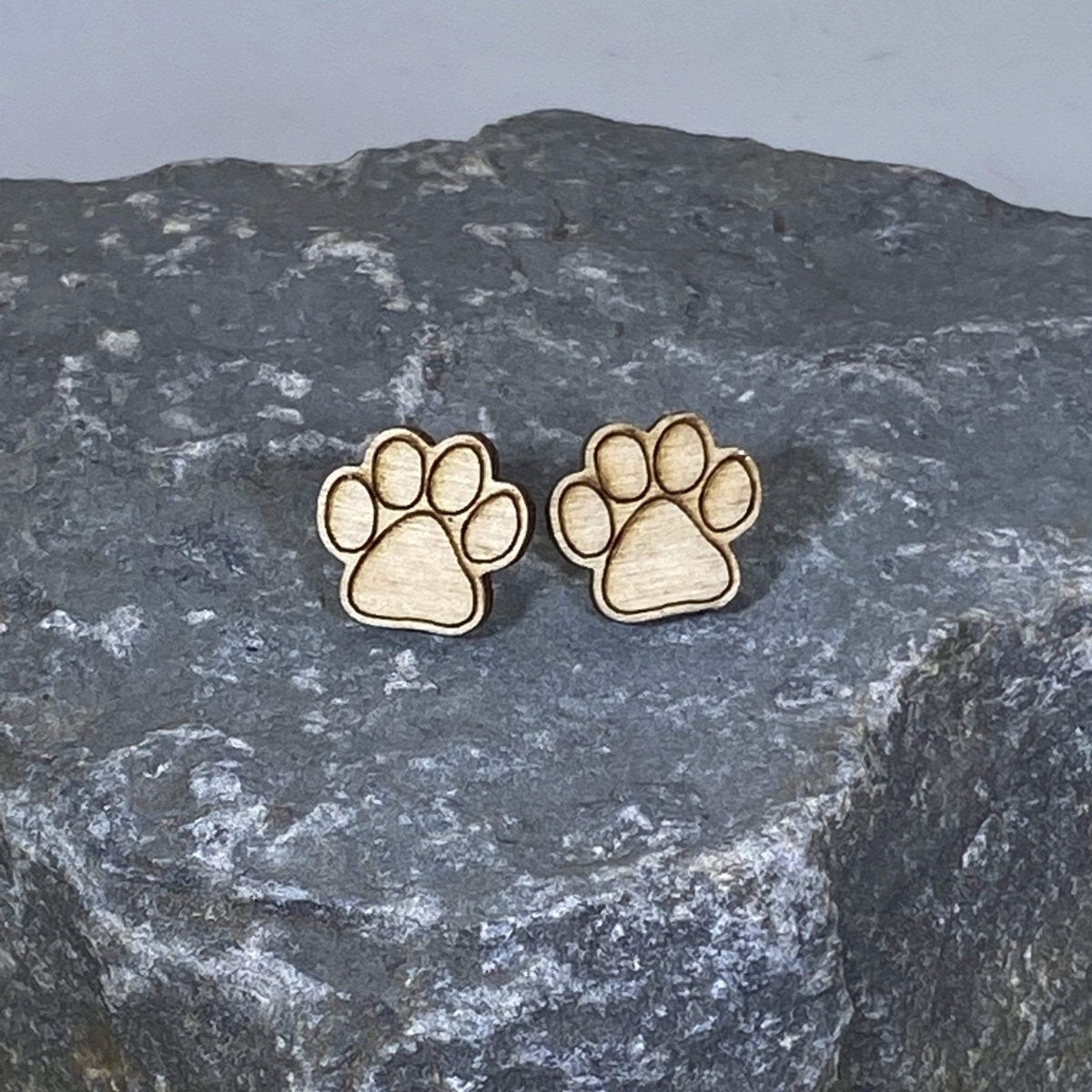 Paw Print Wooden Dangle Earrings | Pet Lover Jewelry