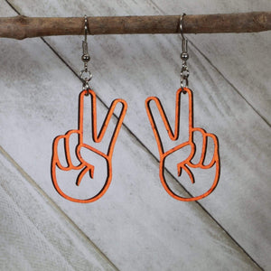 Peace Sign Hand Wooden Earrings | Hippie Boho Jewelry