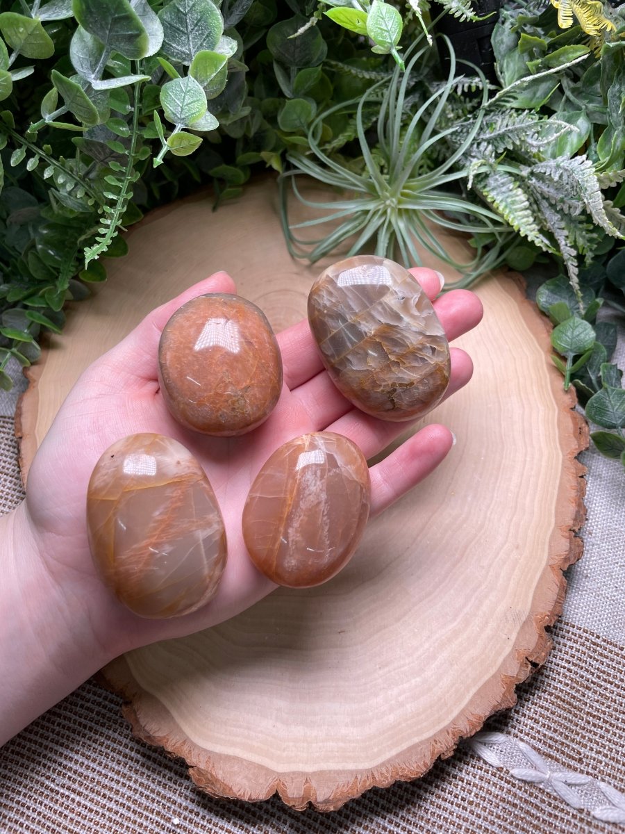 Peach Moonstone Palm stone