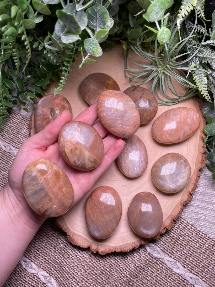 Peach Moonstone Palm stone