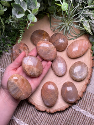 Peach Moonstone Palm stone