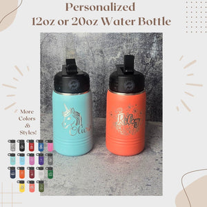 Personalized Kids Water Bottle with Straw