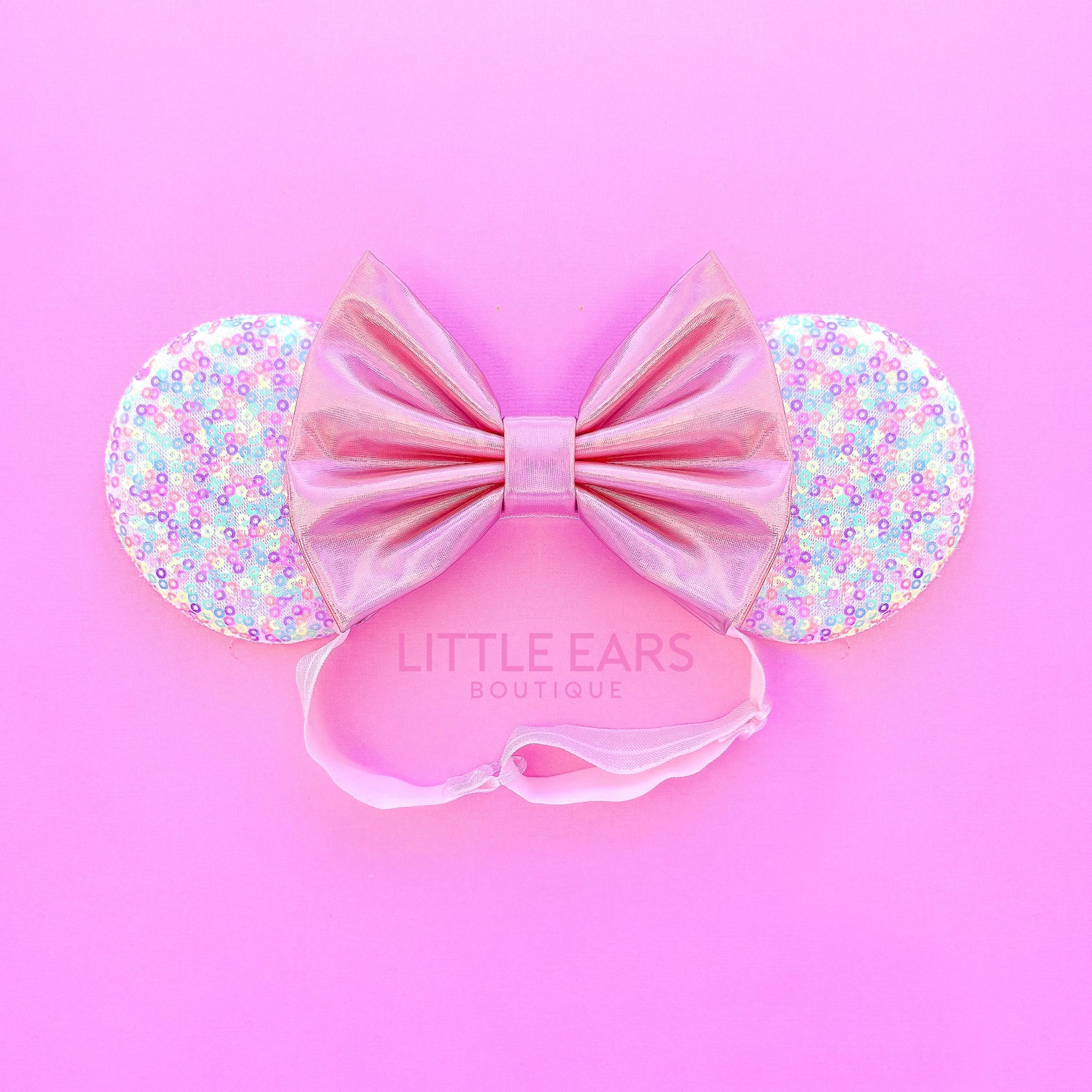 Pink Confetti Elastic Mickey Ears