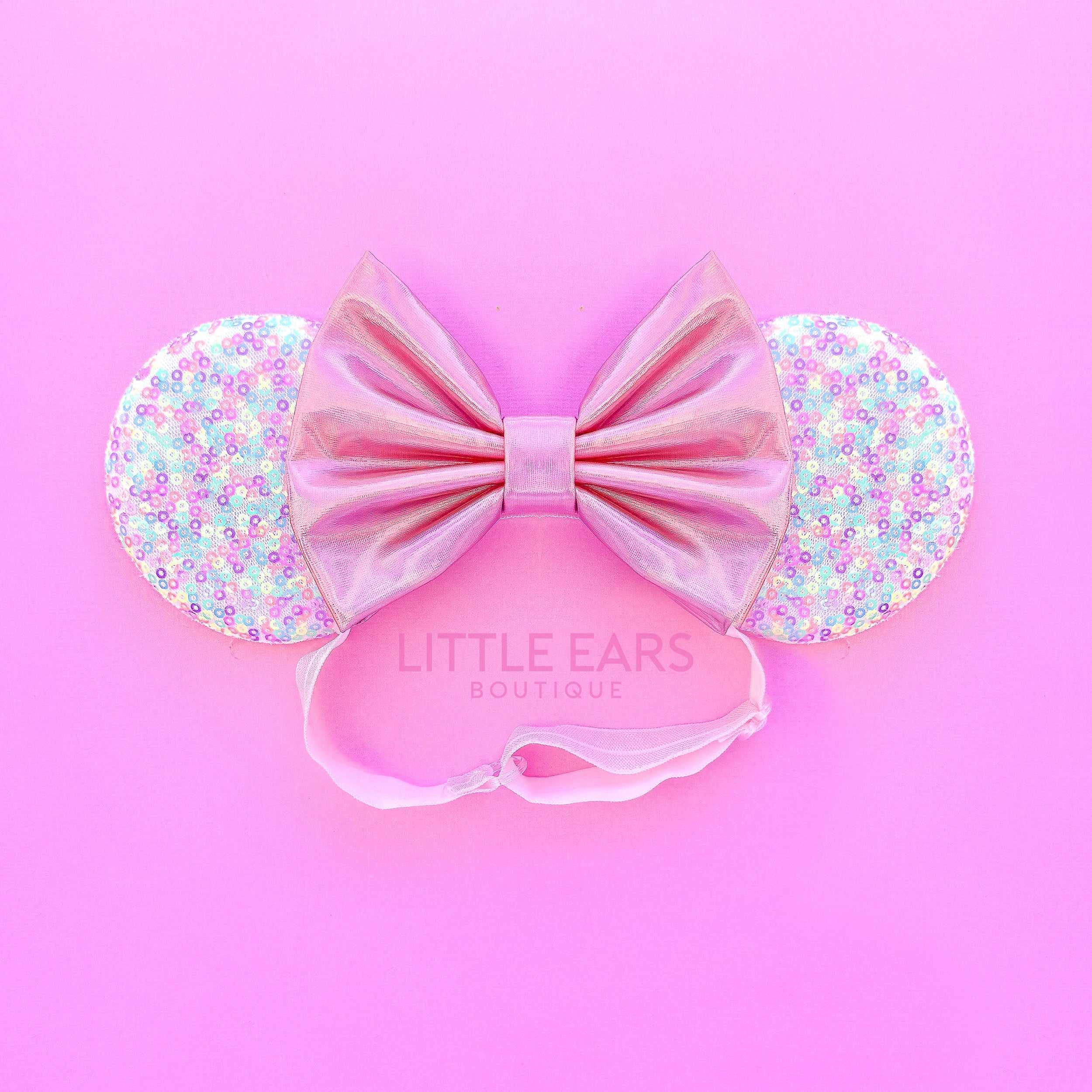 Pink Confetti Elastic Mickey Ears