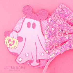Pink Ghosts Halloween Mickey Ears