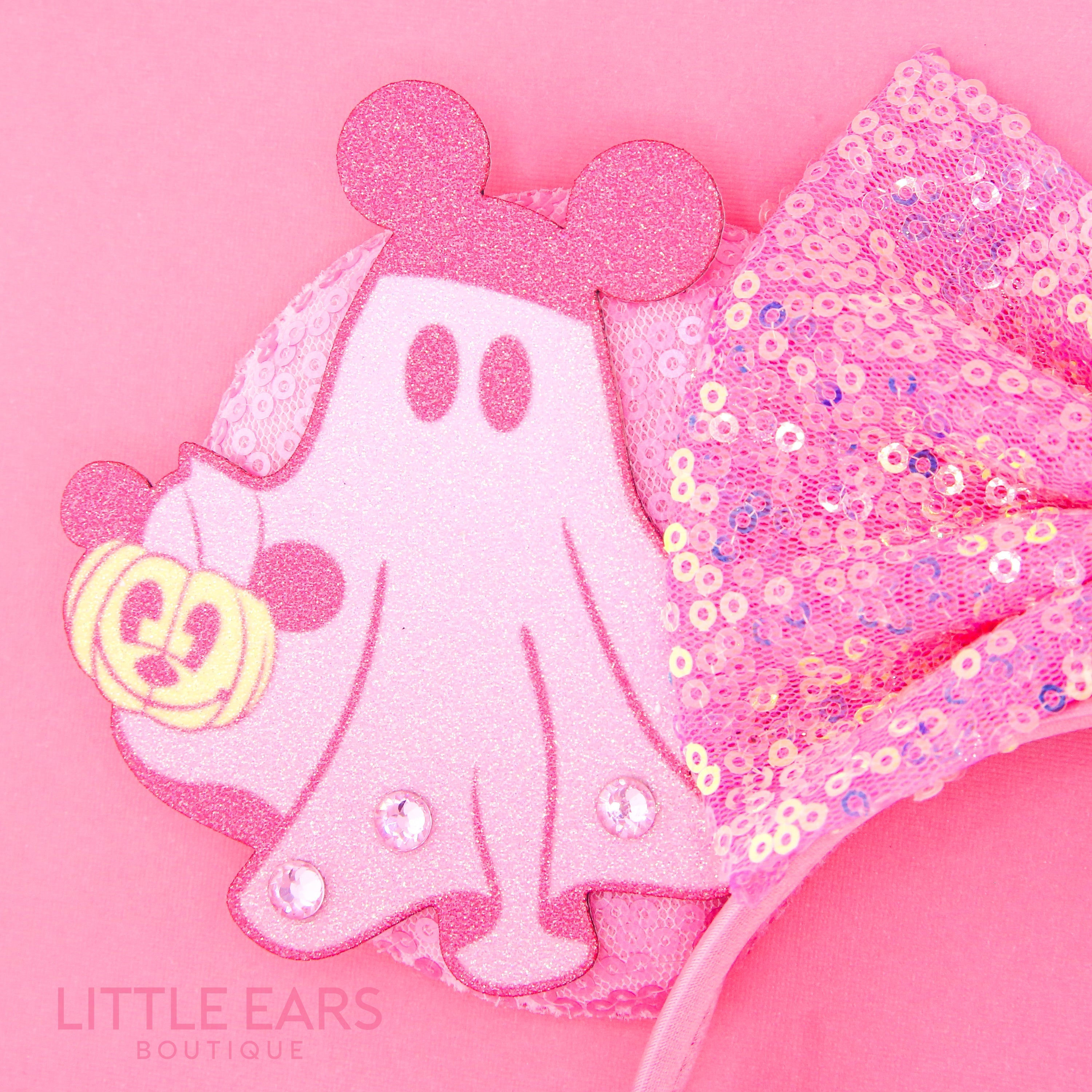 Pink Ghosts Halloween Mickey Ears